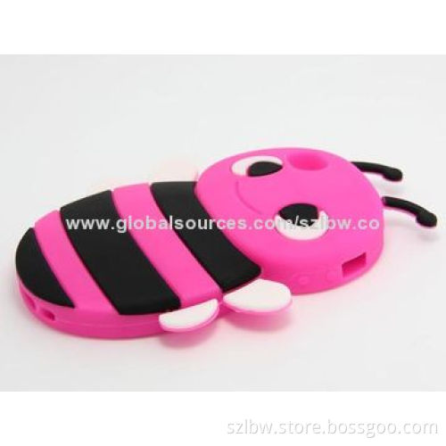 Skin Case Cover for iPhone 4G/4S, Blue 3D Cartoon, Bees Rubber Soft Silicone